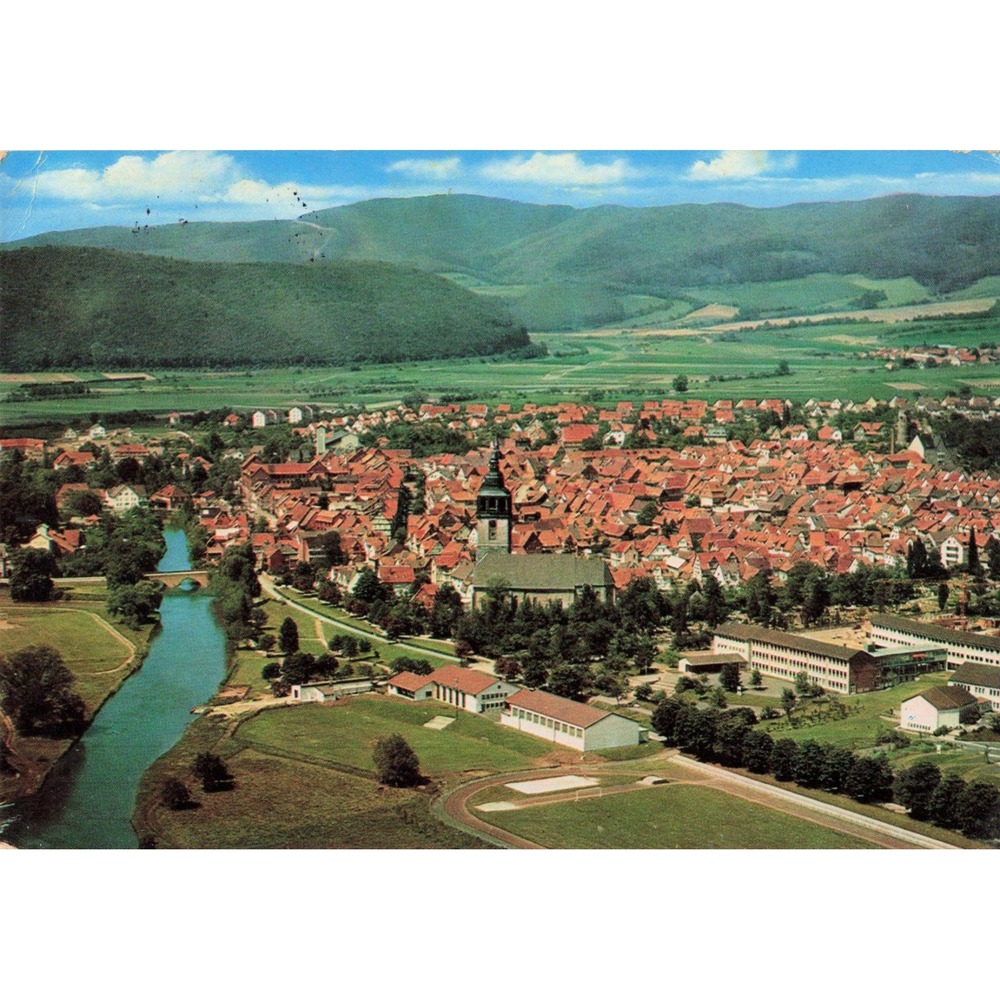 Vintage Bad Sooden-Allendorf Germany Aerial View Postcard Airmail 1960s VG - Picture 1 of 2